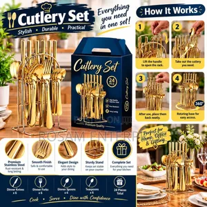 24pc Gold Cutlery Set