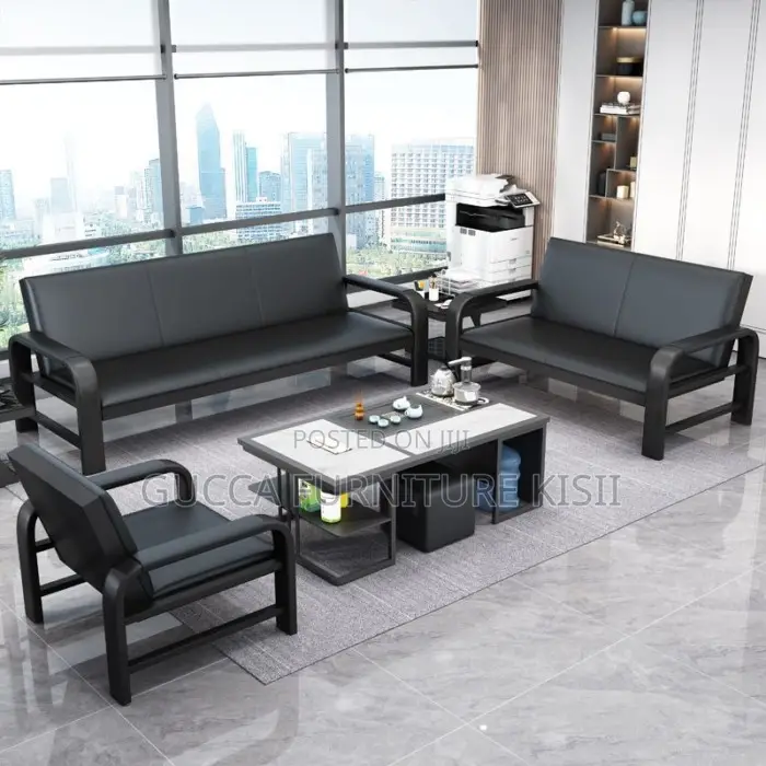 5-Seater Leather Reception Sofa