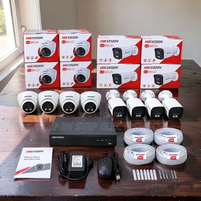 Complete Kit 8 Smart Hybrid Colored Night Vision CCTV Cameras Kit