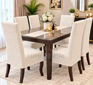 *Egyptian, Plush Damask Material Dining Chairs Seat Covers