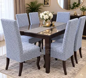 *Egyptian, Plush Damask Material Dining Chairs Seat Covers