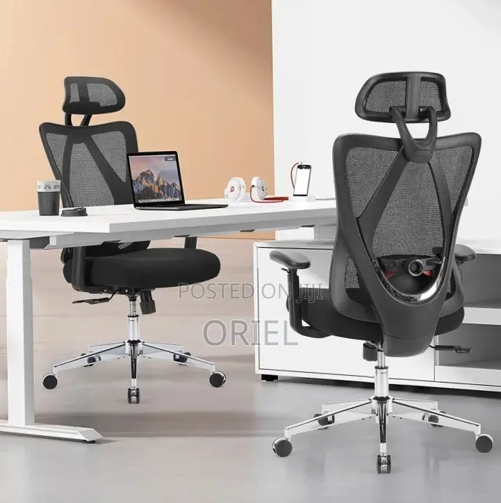 Ergonomic White Computer Chair With Orthopedic Back Support.