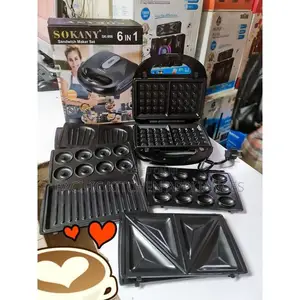 6-in-1 Multi-Plate Sandwich Maker With Non-Stick Heating