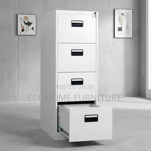 White Four-Drawer Filing Cabinet With Label Holders