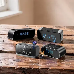 Compact Video Monitor WiFi Alarm Table Clock Hidden Spy Camera