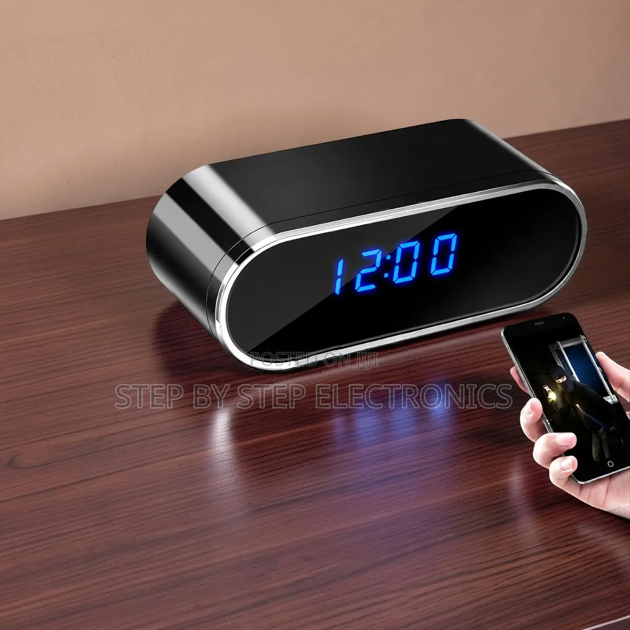 Mini Wireless Monitor WiFi Alarm Table Clock Hidden Spy Camera
