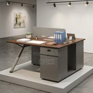 Office Workstation; Modern 2-Desk Workstation