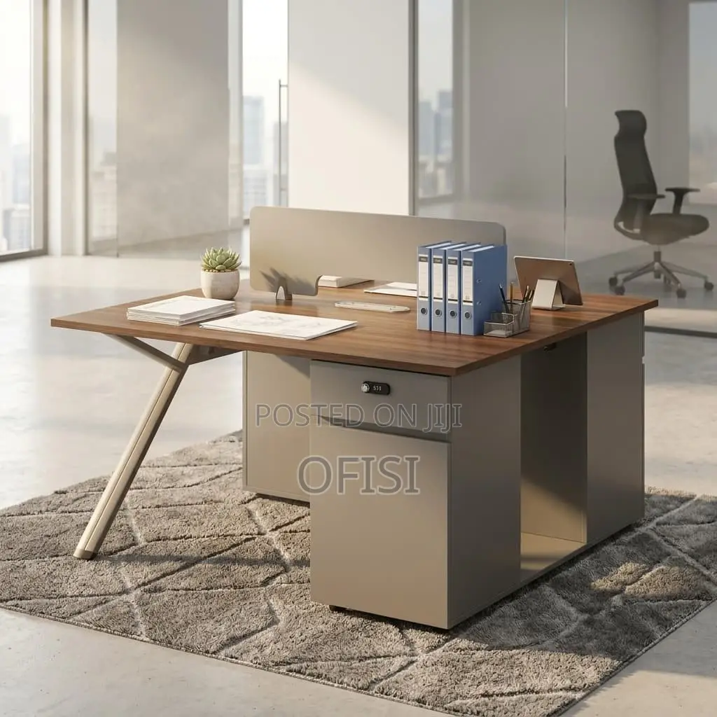 Office Workstation; Modern 2-Desk Workstation