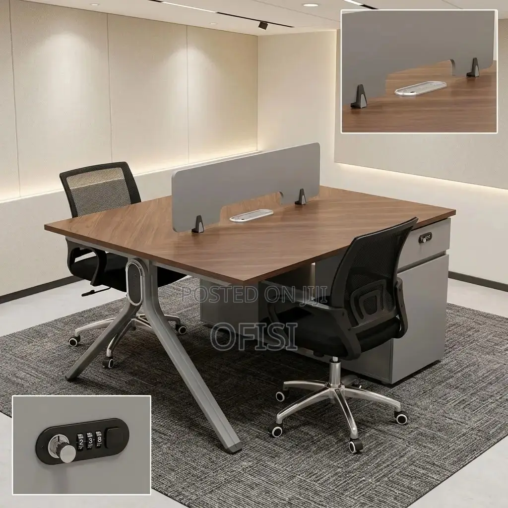 Office Workstation; Modern 2-Desk Workstation