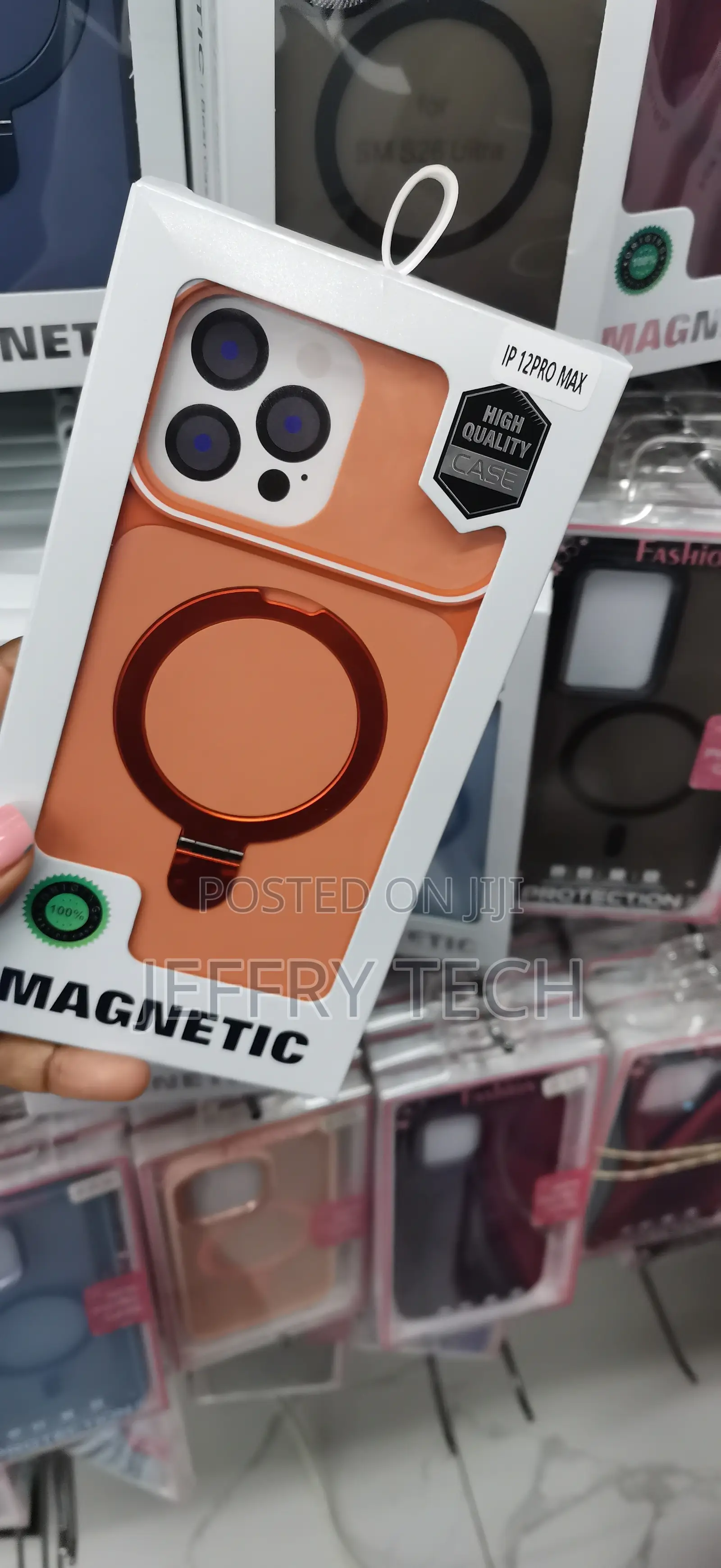 Orange MagSafemagnetic Phone Case With an Ring for iPhone 12 Pro Max