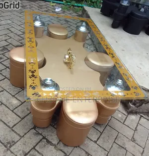 Executive Heavy Duty Glass Table With Puff Stool 