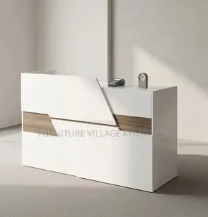 Reception Desk; 1.6 M Glossy White Front Counter Reception Desk