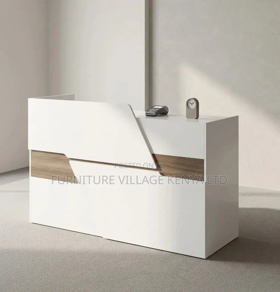 Reception Desk; 1.6 M Glossy White Front Counter Reception Desk