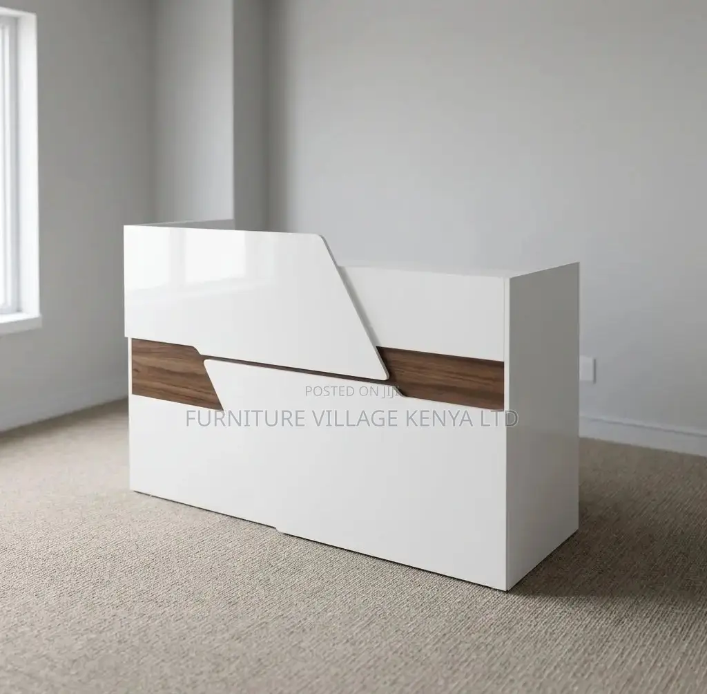 Reception Desk; 1.6 M Glossy White Front Counter Reception Desk