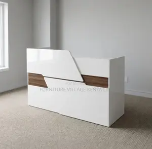 Reception Desk; 1.6 M Glossy White Front Counter Reception Desk