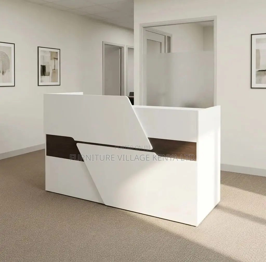 Reception Desk; 1.6 M Glossy White Front Counter Reception Desk