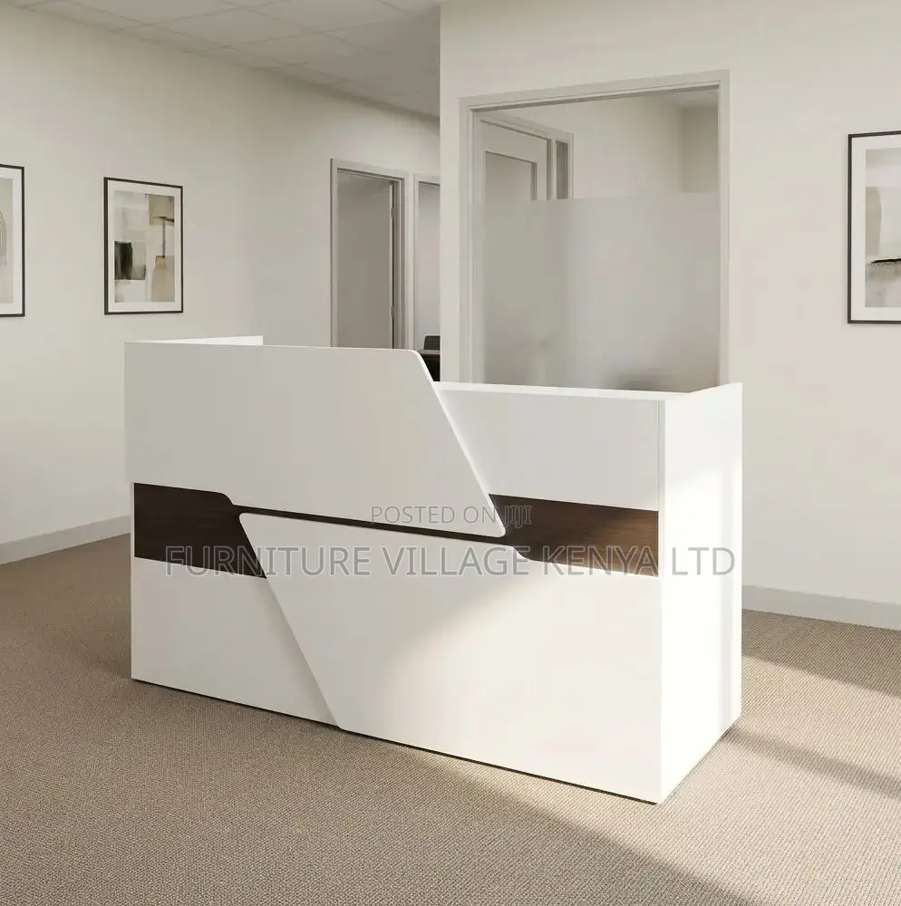 Reception Desk; 1.6 M Glossy White Front Counter Reception Desk