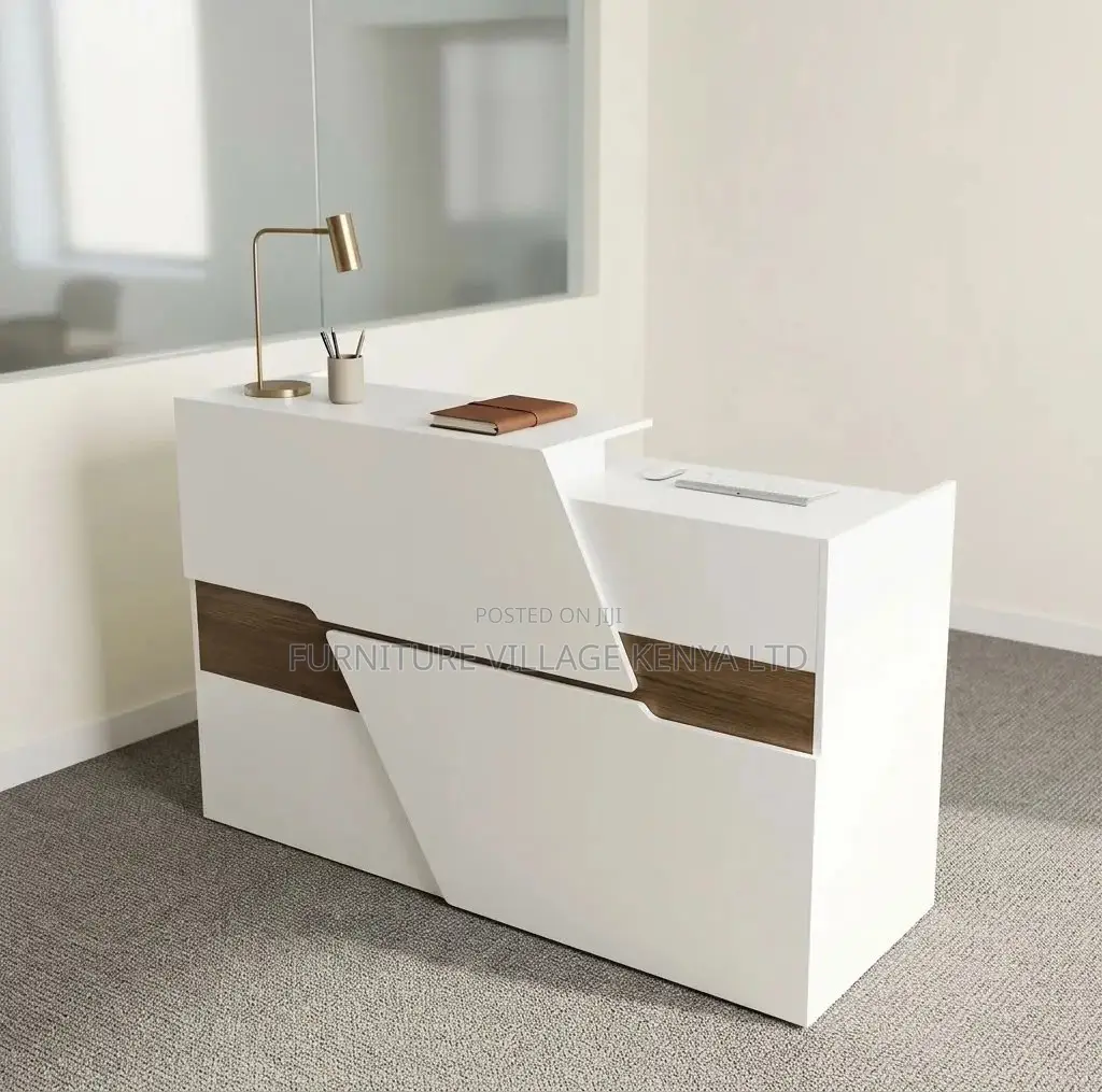 Reception Desk; 1.6 M Glossy White Front Counter Reception Desk