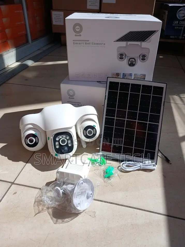 3-Lens Triple Screen WiFi Solar PTZ Security Camera V380 Pro
