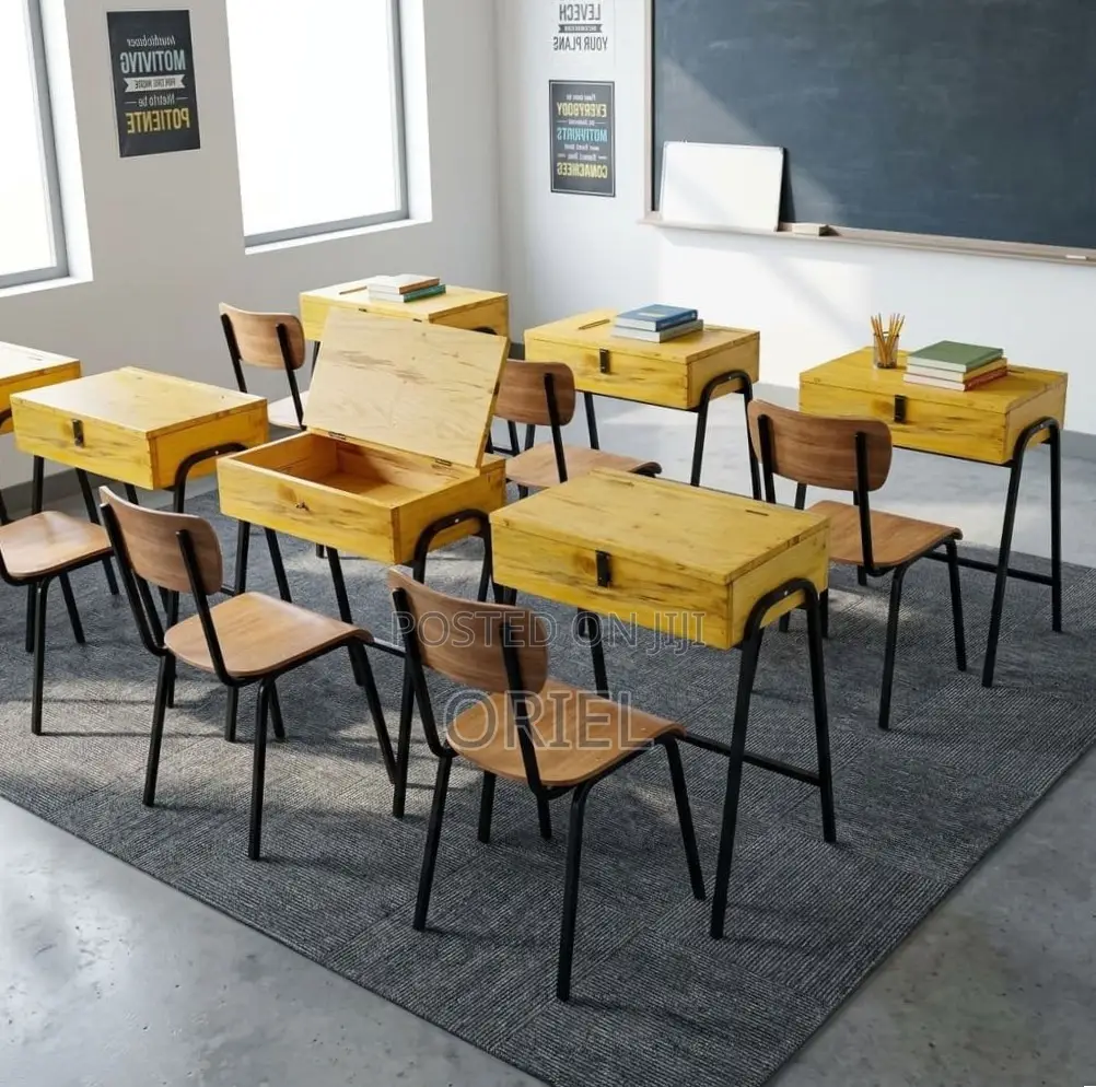 Office Study Set : Student Study Chair & Desk With Book Storage Space