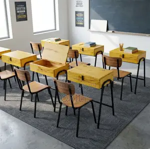 Office Study Set : Student Study Chair & Desk With Book Storage Space