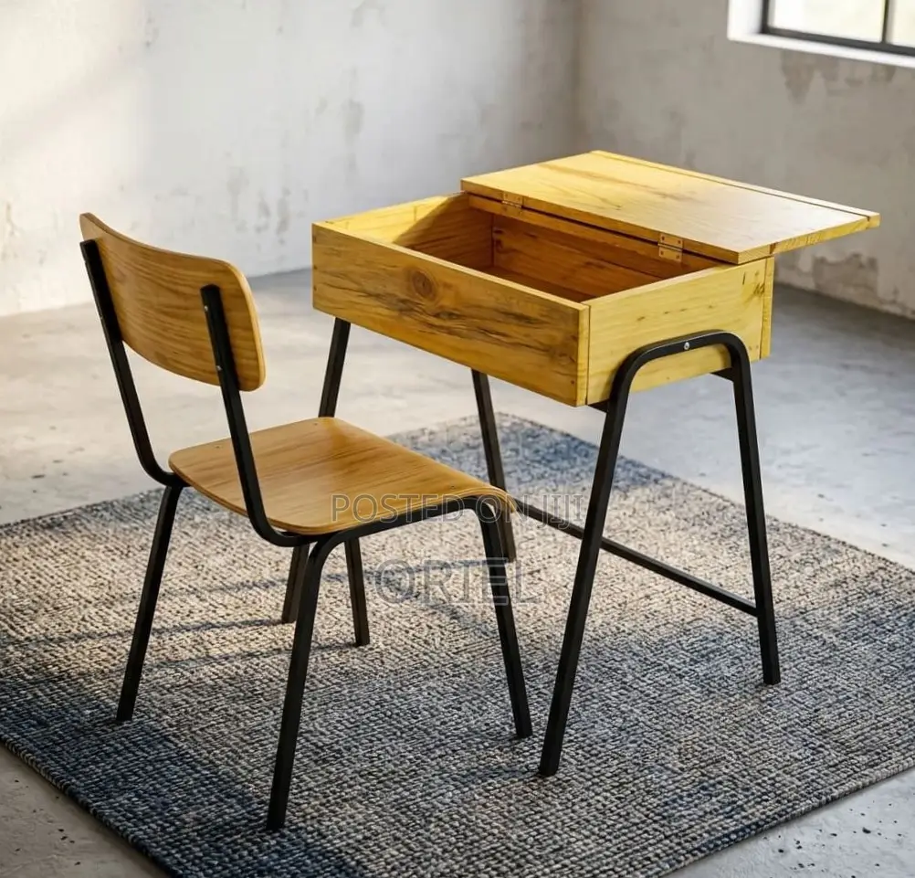 Office Study Set : Student Study Chair & Desk With Book Storage Space