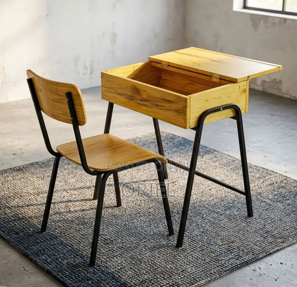 Office Study Set : Student Study Chair & Desk With Book Storage Space