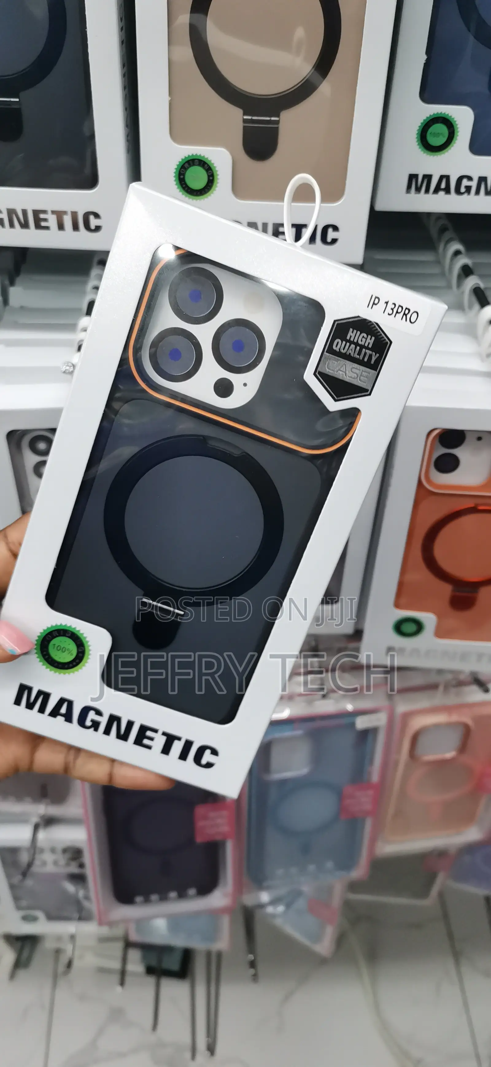 Black MagSafe-compatible Case With an Ring Stand for iPhone 13 Pro