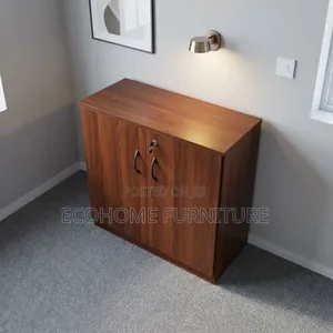 Office Cabinet – Walnut Finish Double-Door Storage Unit