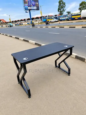 Modern Office Desk 1.2M With Z-Shaped Metal Legs - All Black
