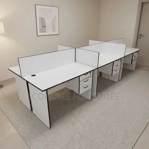 Office Workstation – Six-Desk Bench With Privacy Dividers