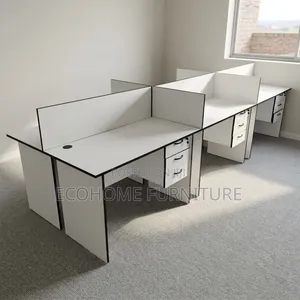 Office Workstation – Six-Desk Bench With Privacy Dividers