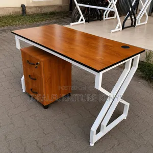 Modern Office Desk 1.2M With Mobile Drawer Pedestal - Cherry Brown