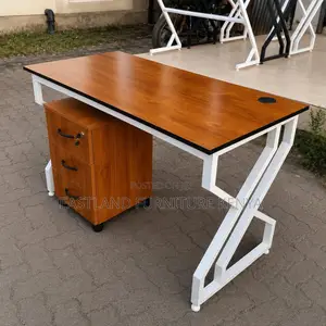 Modern Office Desk 1.2M With Mobile Drawer Pedestal - Cherry Brown