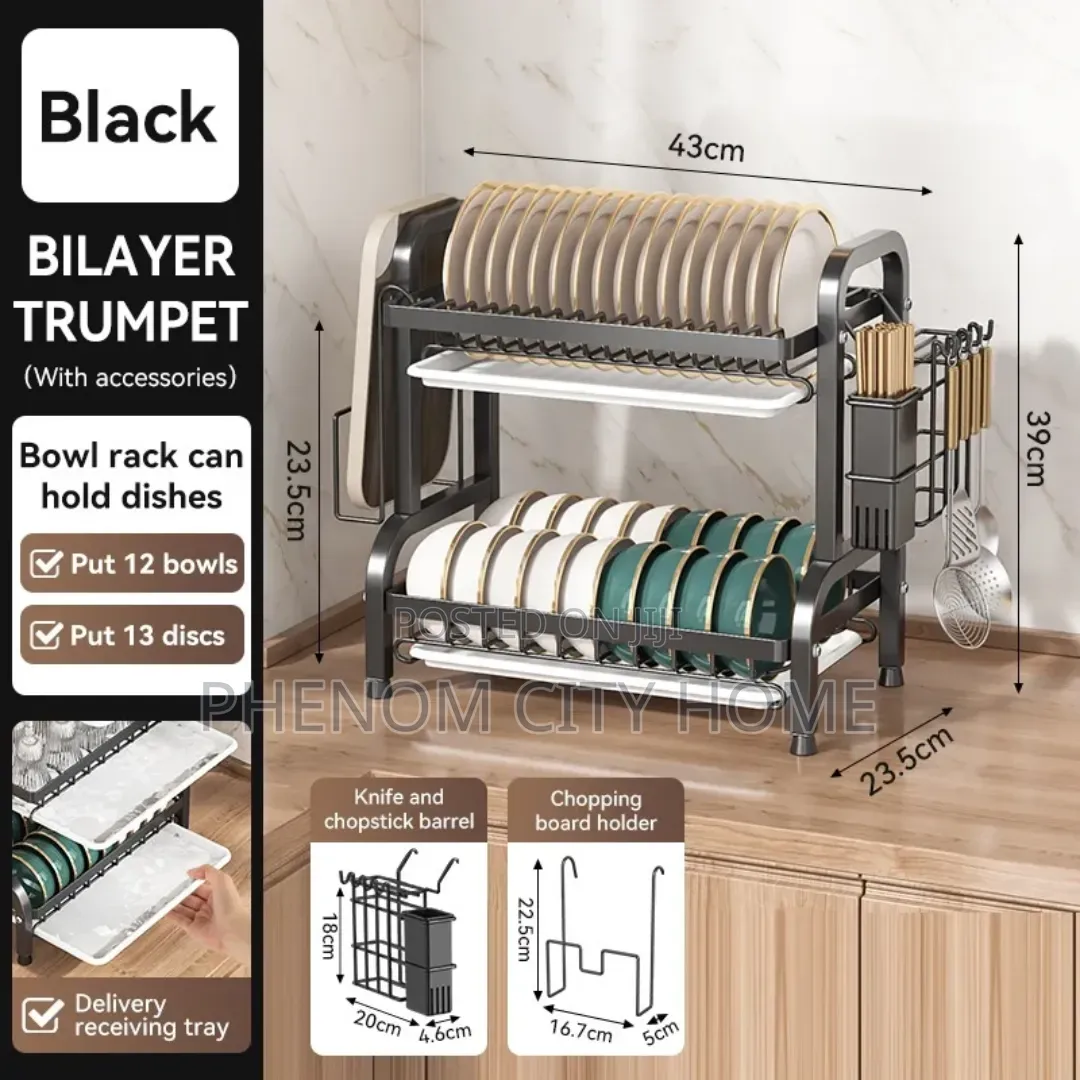 2 Tier Carbon Steel Dish Rack