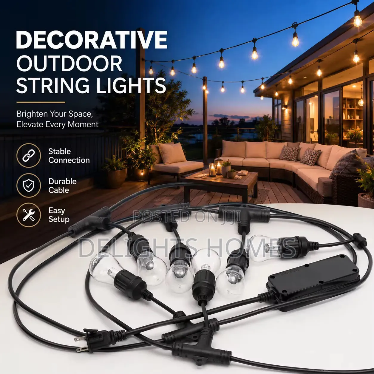 10meter 10bulbs Sockets Outdoor String Lights-Dav