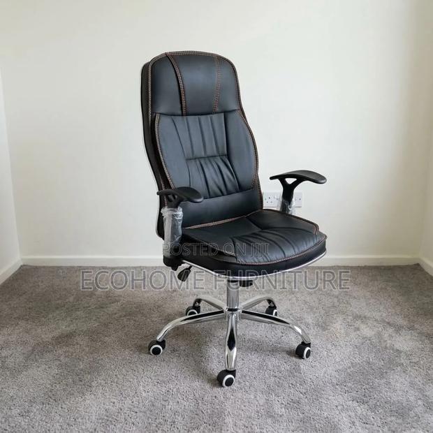 Executive Office Chair – Black Leather With Chrome Base1 - thumbnail 2