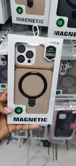 Brown Magnetic Case With an Ring Stand Camera for iPhone 13 Pro Max