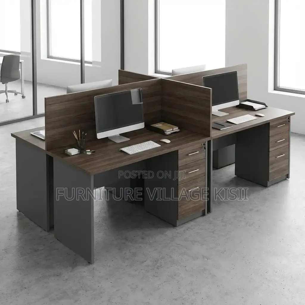 Dark Wood Custom Office Workstation