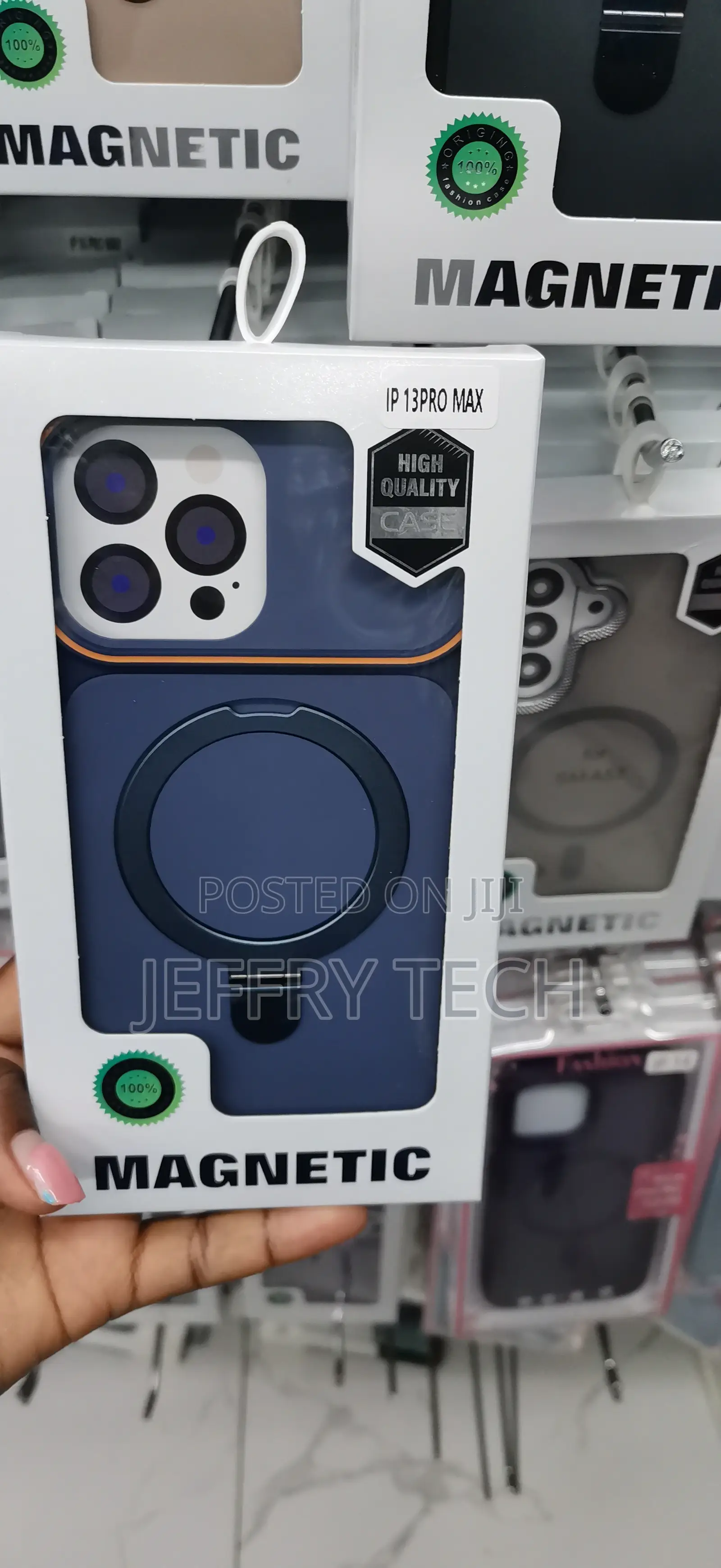 Blue Magnetic Protective Case With an Ring for the iPhone 13 Pro Max