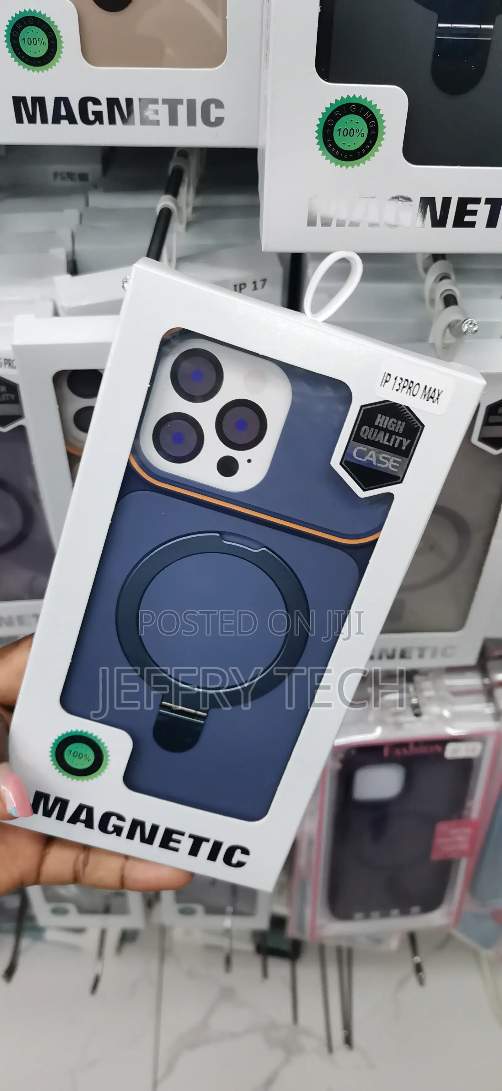 Blue Magnetic Protective Case With an Ring for the iPhone 13 Pro Max