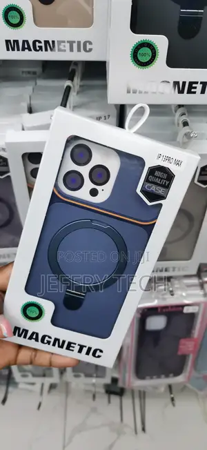 Blue Magnetic Protective Case With an Ring for the iPhone 13 Pro Max