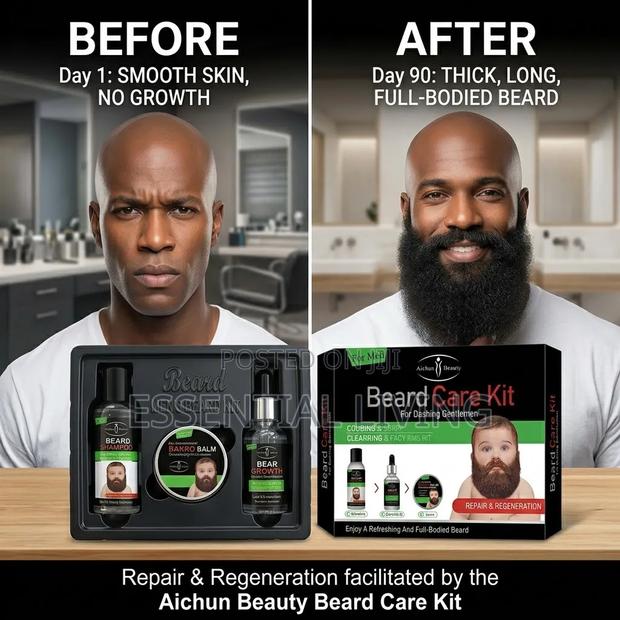 3-in-1 Men's Beard Care Kit - Growth Oil, Shampoo & Balm