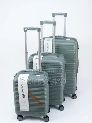 3-Piece Soft Rubber Trolley Suitcase Set – Lightweight Travel Luggage