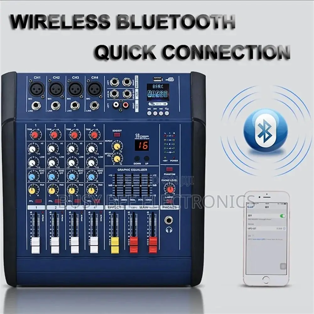 Omax PMX402DU 4-Channel Powered Mixer – Built-in Amplifier,