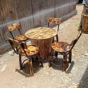 Wooden Chairs With Barrel Table