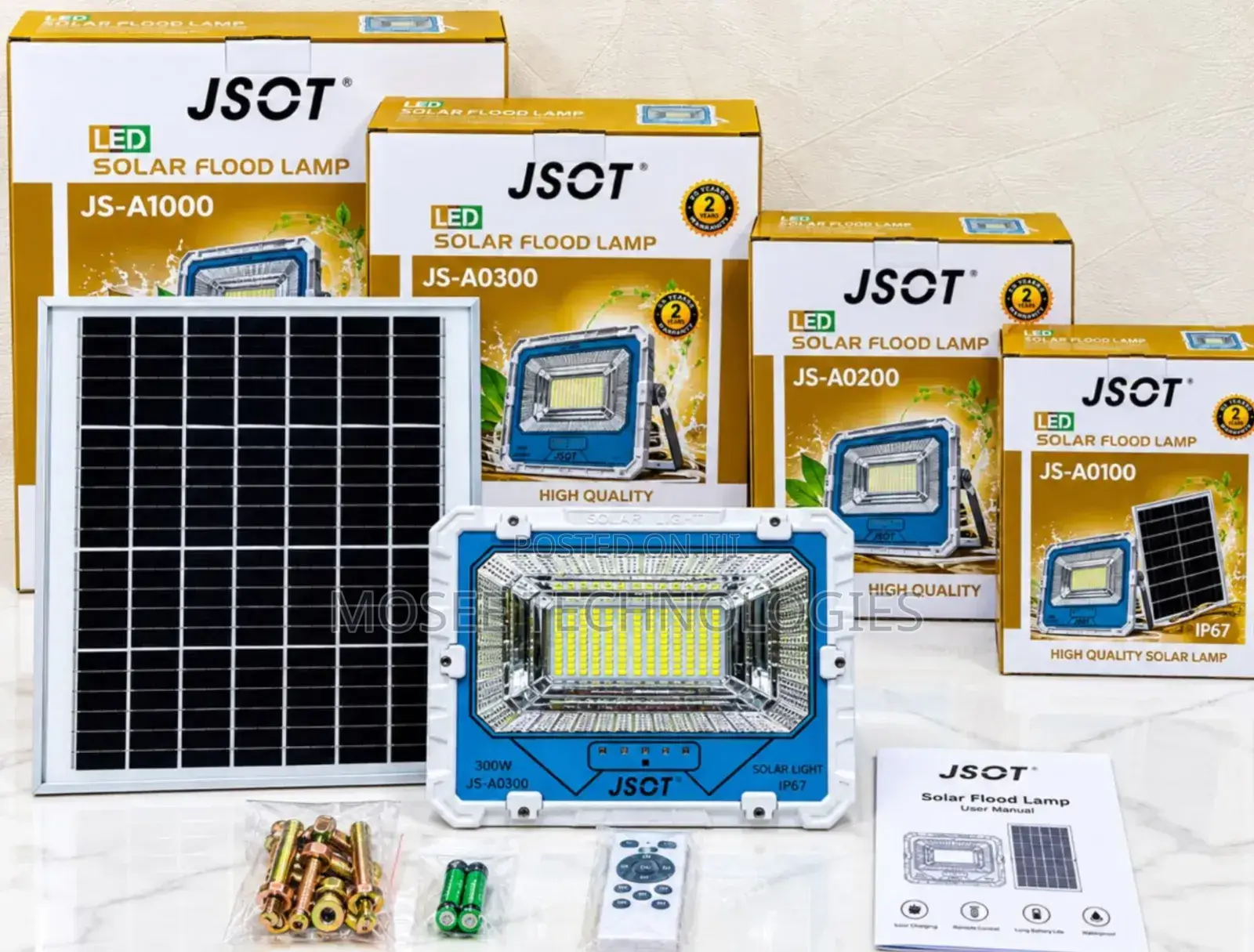 JSOT 1000W High-Brightness Solar Outdoor Lamp