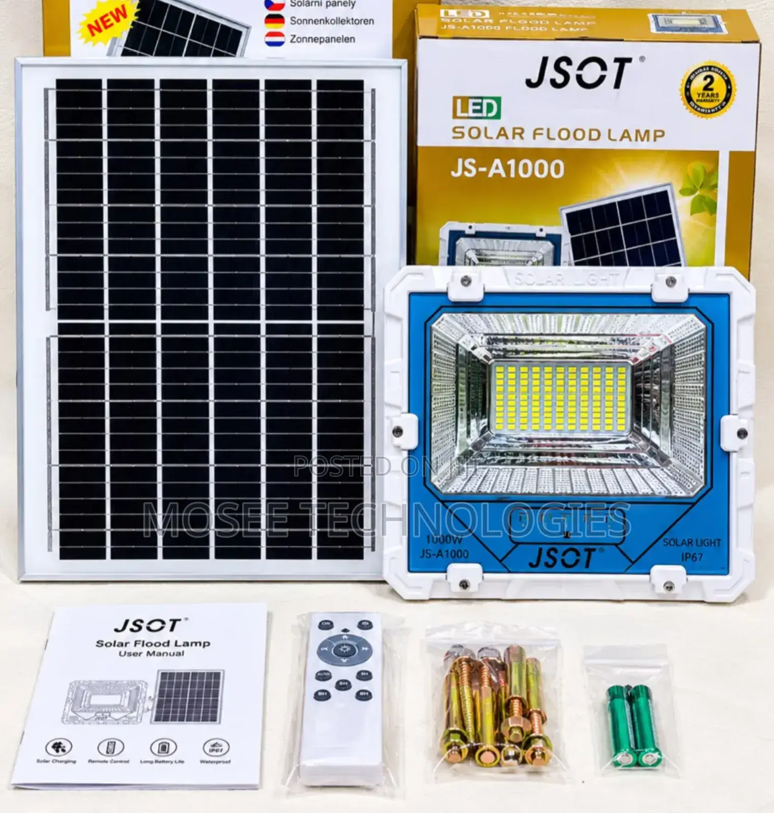 JSOT 1000W High-Brightness Solar Outdoor Lamp