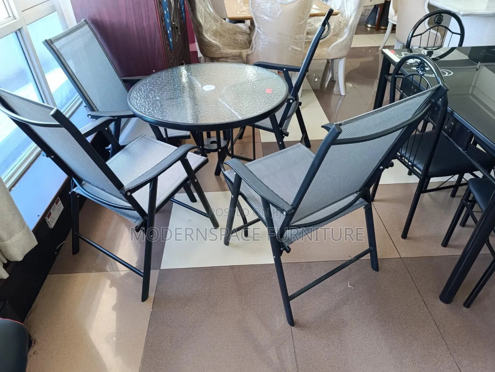 Outdoor Patio Table & Folding Chairs-Set
