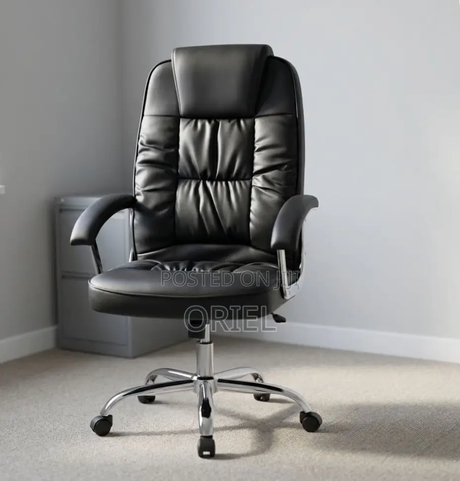 Office Chair : Black Leather Executive Work Chair